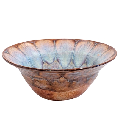 MAGIE SMITH-FLEISHER - BLUE & RUST BOWL - CERAMIC - 9 X 3.5 X 9