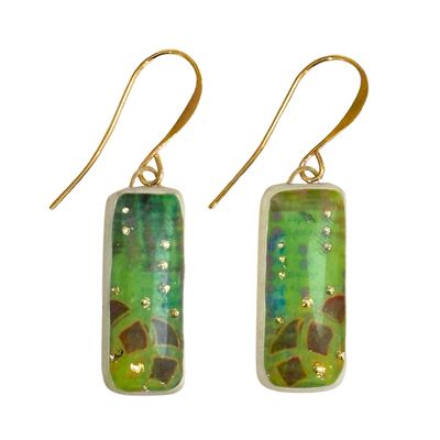 SHELLEY NORDMAN - GREEN DYE SUBLIMATION EARRINGS - MIXED MEDIA