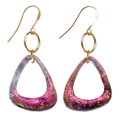 SHELLEY NORDMAN - SMALL VIBRANT PINK ORGANIC EARRINGS - MIXED MEDIA