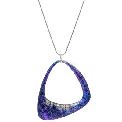 SHELLEY NORDMAN - LARGE BLUE AND PURPLE DICHROIC NECKLACE - MIXED MEDIA