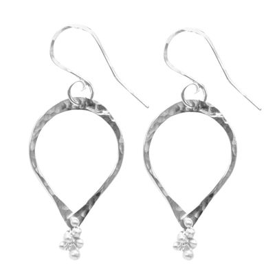 YED OMI - STERLING SILVER LOTUS DROP EARRINGS - STERLING SILVER & GEMSTONES